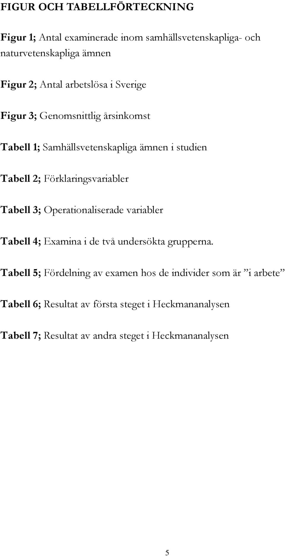 Förklaringsvariabler Tabell 3; Operationaliserade variabler Tabell 4; Examina i de två undersökta grupperna.