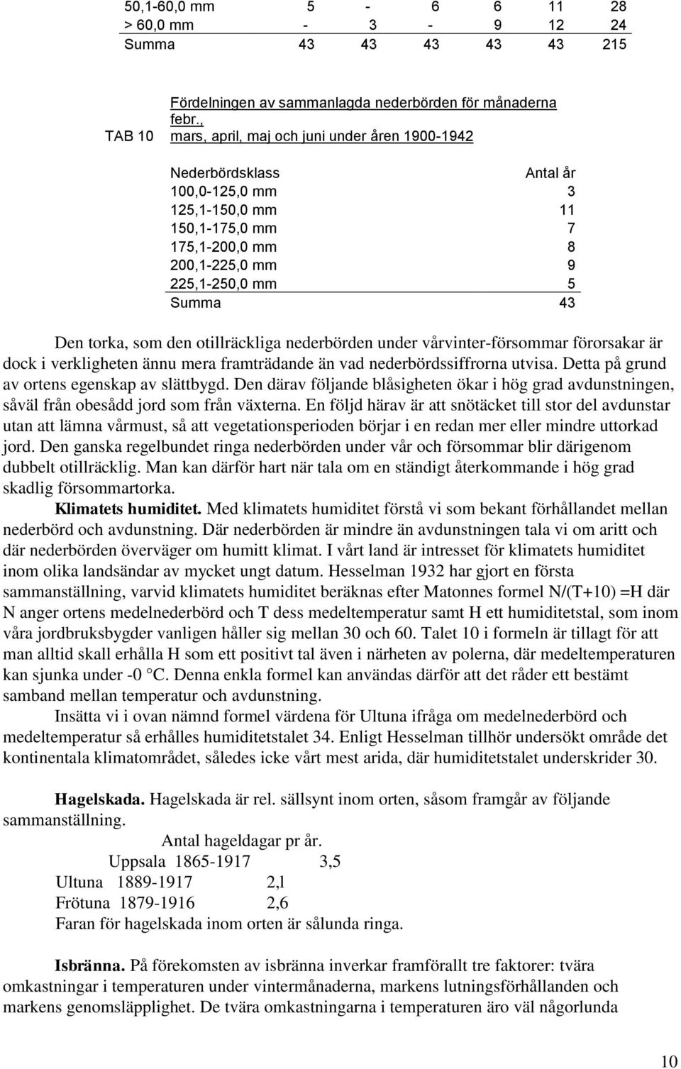 som den otillräckliga nederbörden under vårvinter-försommar förorsakar är dock i verkligheten ännu mera framträdande än vad nederbördssiffrorna utvisa. Detta på grund av ortens egenskap av slättbygd.