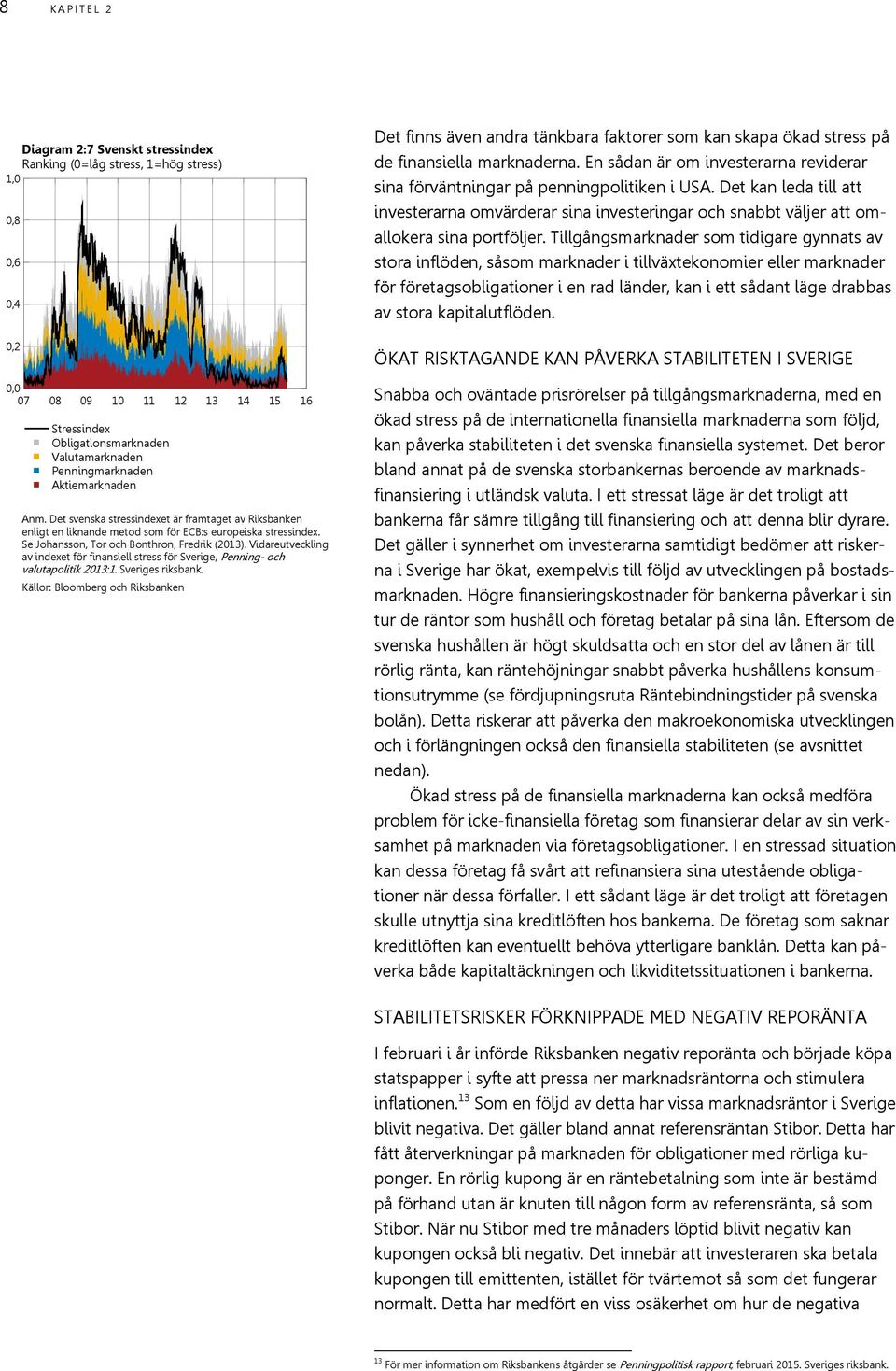 Se Johansson, Tor och Bonthron, Fredrik (213), Vidareutveckling av indexet för finansiell stress för Sverige, Penning- och valutapolitik 213:1. Sveriges riksbank.