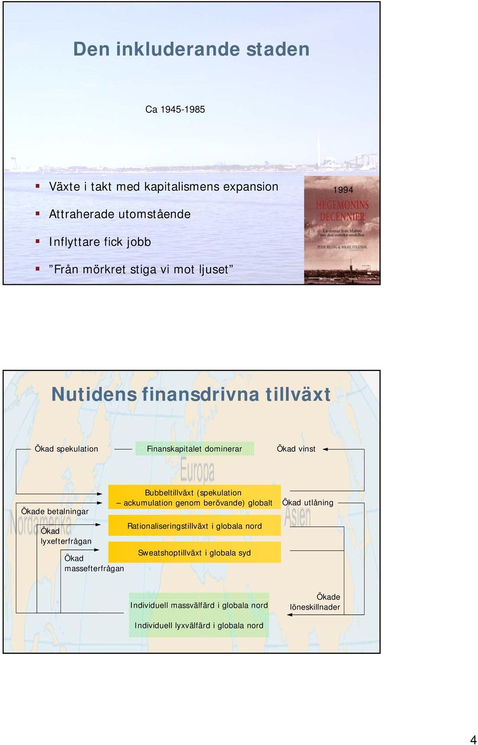 lyxefterfrågan Ökad massefterfrågan Bubbeltillväxt (spekulation ackumulation genom berövande) globalt Rationaliseringstillväxt i globala