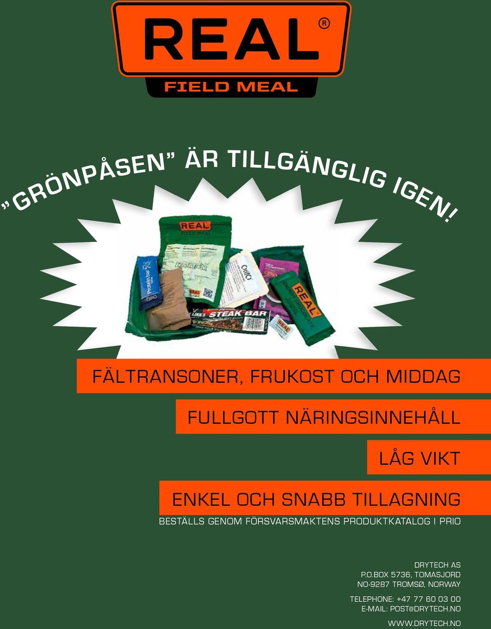 OCH SNABB TILLAgNINg BESTäLLS genom FöRSvARSMAkTENS PRODukTkATALOg I PRIO