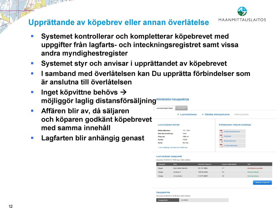 I samband med överlåtelsen kan Du upprätta förbindelser som är anslutna till överlåtelsen Inget köpvittne behövs möjliggör