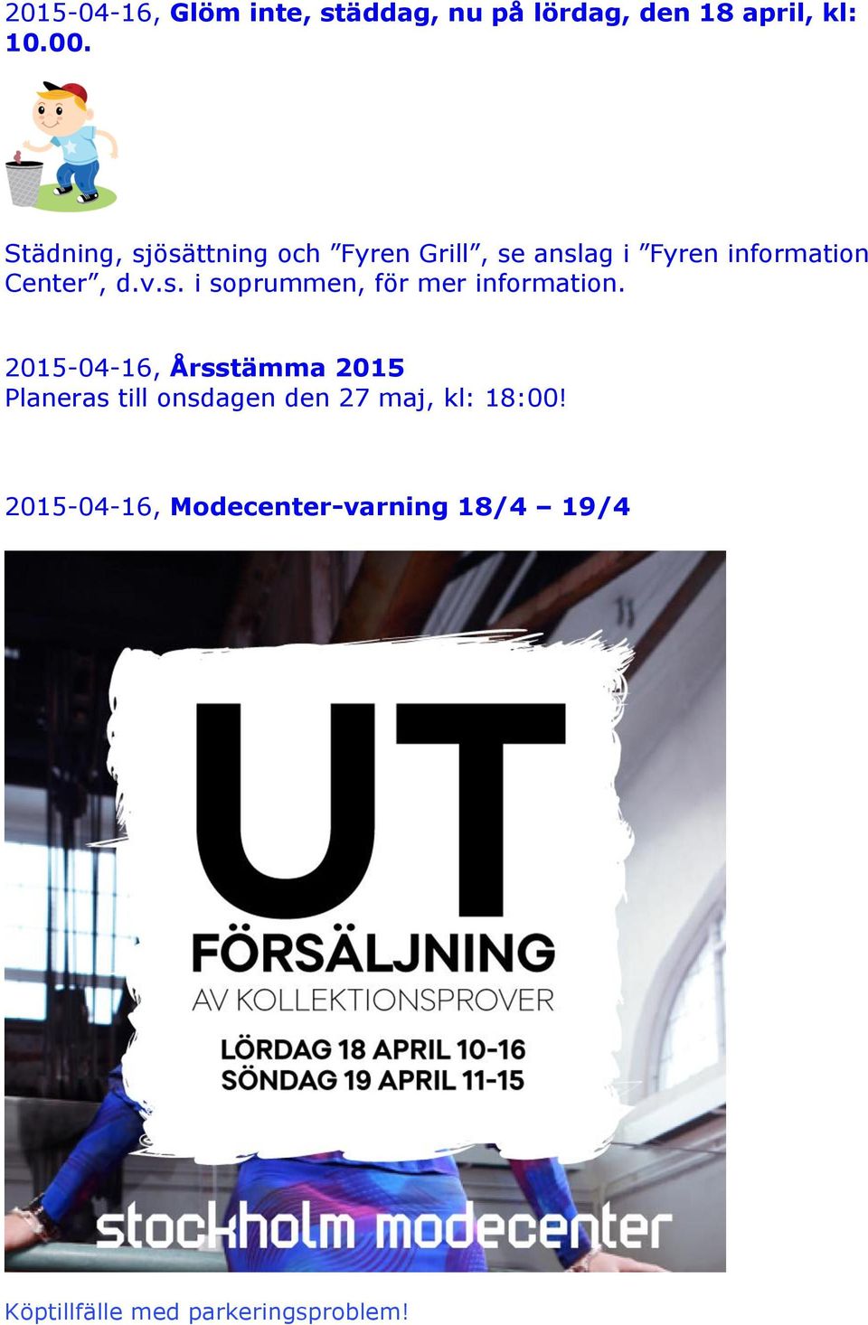 2015-04-16, Årsstämma 2015 Planeras till onsdagen den 27 maj, kl: 18:00!