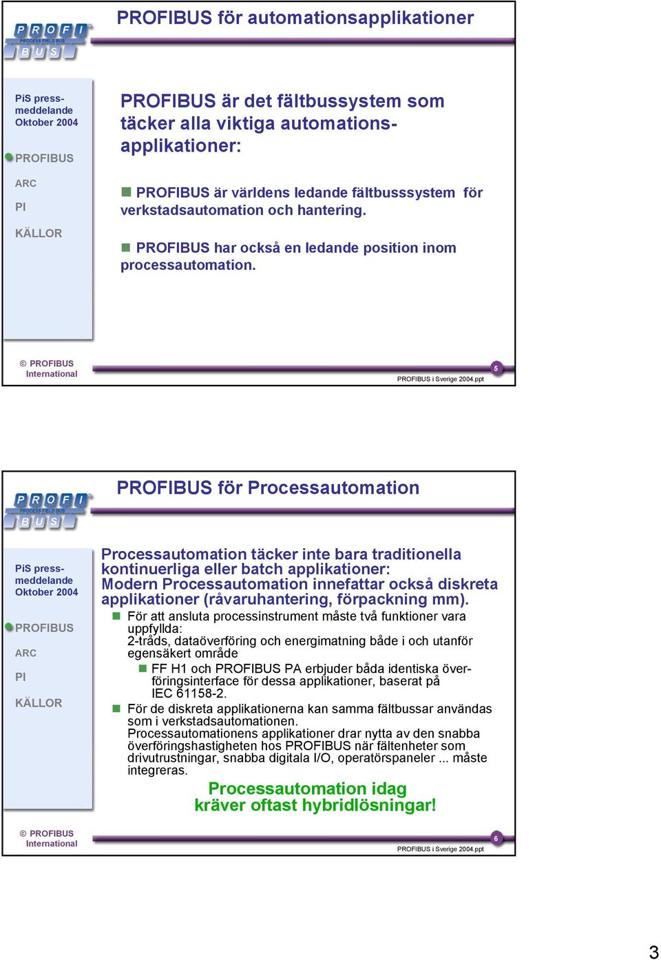 ppt 5 för Processautomation Processautomation täcker inte bara traditionella kontinuerliga eller batch applikationer: Modern Processautomation innefattar också diskreta applikationer