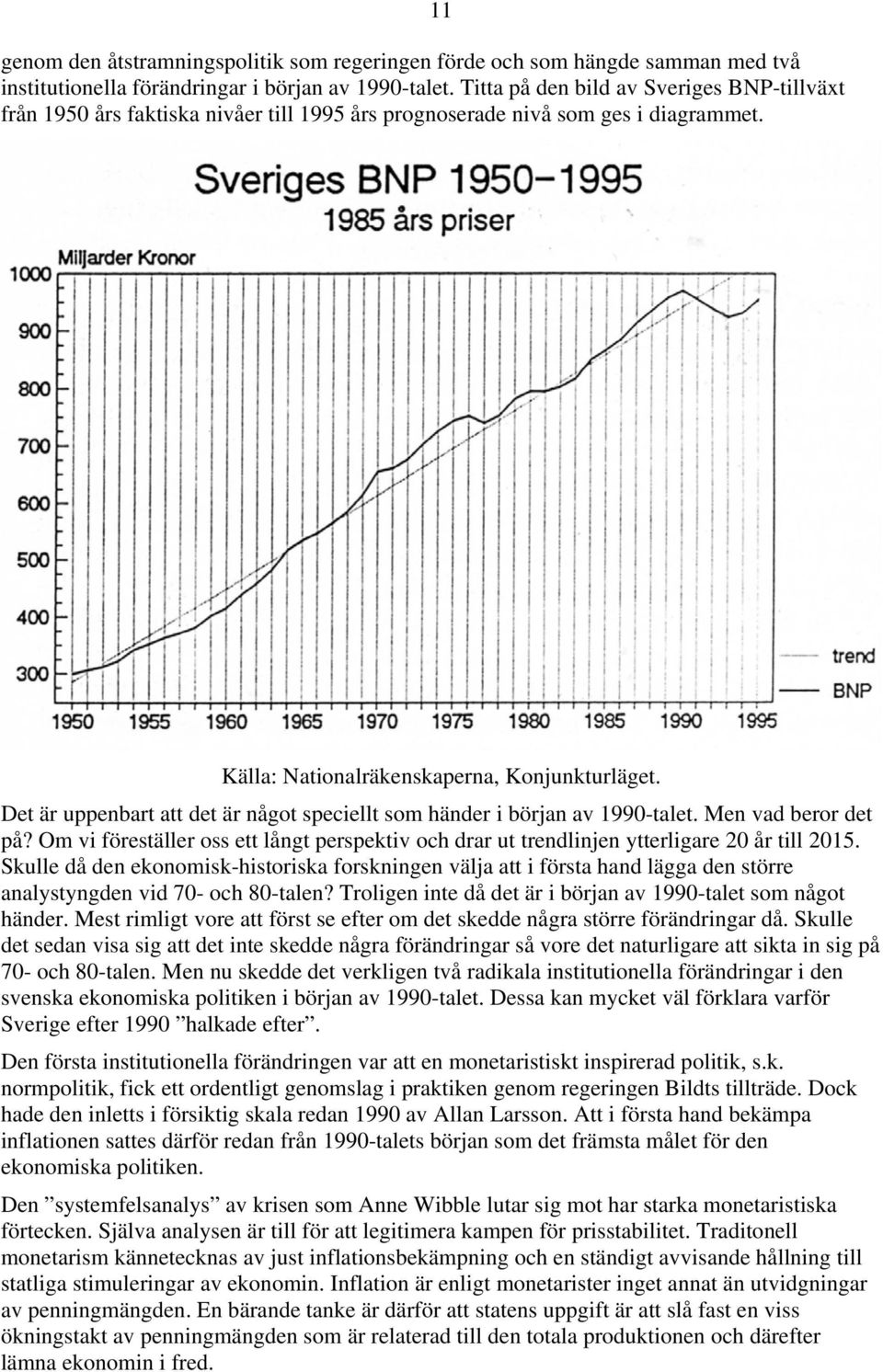 Det är uppenbart att det är något speciellt som händer i början av 1990-talet. Men vad beror det på? Om vi föreställer oss ett långt perspektiv och drar ut trendlinjen ytterligare 20 år till 2015.