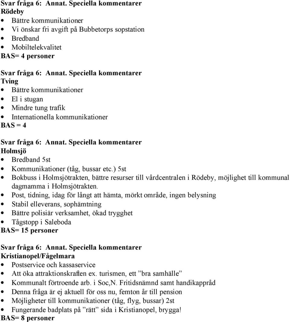 Speciella kommentarer Holmsjö Bredband 5st Kommunikationer (tåg, bussar etc.