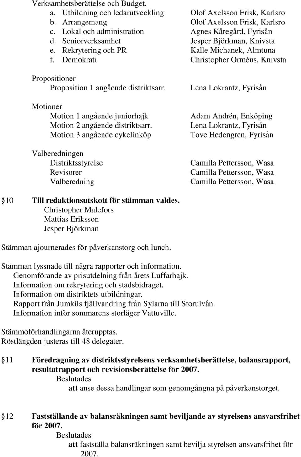 Motioner Motion 1 angående juniorhajk Motion 2 angående distriktsarr.