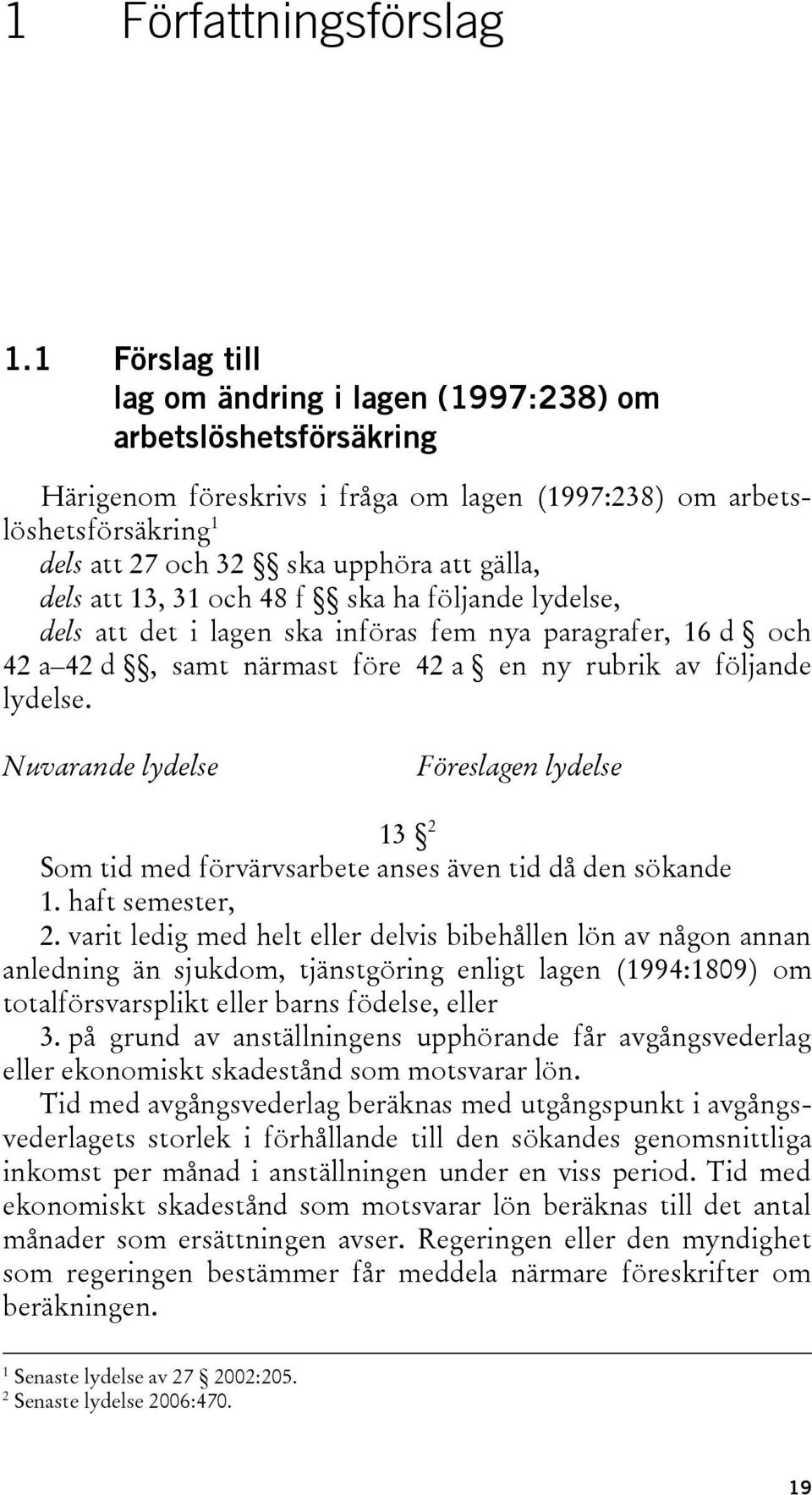 dels att 13, 31 och 48 f ska ha följande lydelse, dels att det i lagen ska införas fem nya paragrafer, 16 d och 42 a 42 d, samt närmast före 42 a en ny rubrik av följande lydelse.