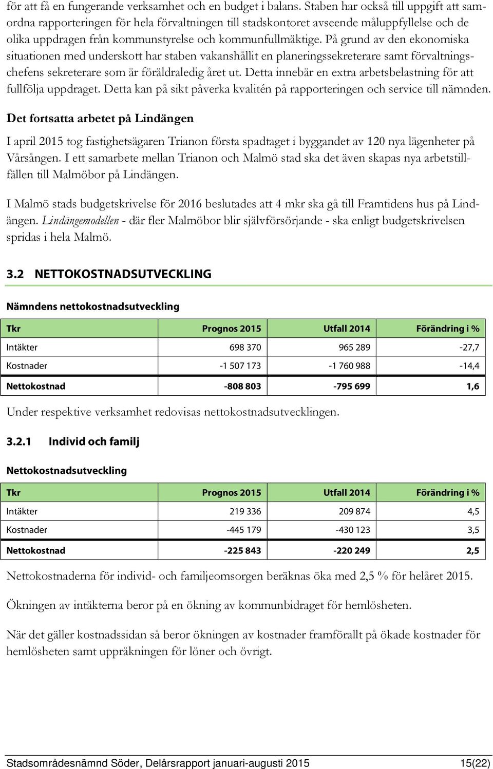 På grund av den ekonomiska situationen med underskott har staben vakanshållit en planeringssekreterare samt förvaltningschefens sekreterare som är föräldraledig året ut.