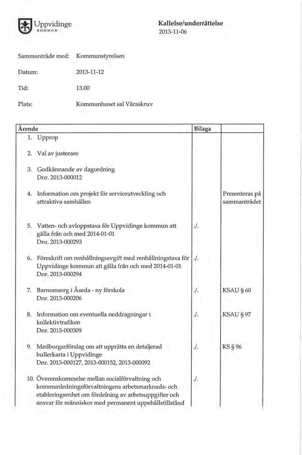 Vatten- och avloppstaxa för Uppvidinge kommun att gälla från och med 2014-01-01 Dnr. 2013-000293./. 6.