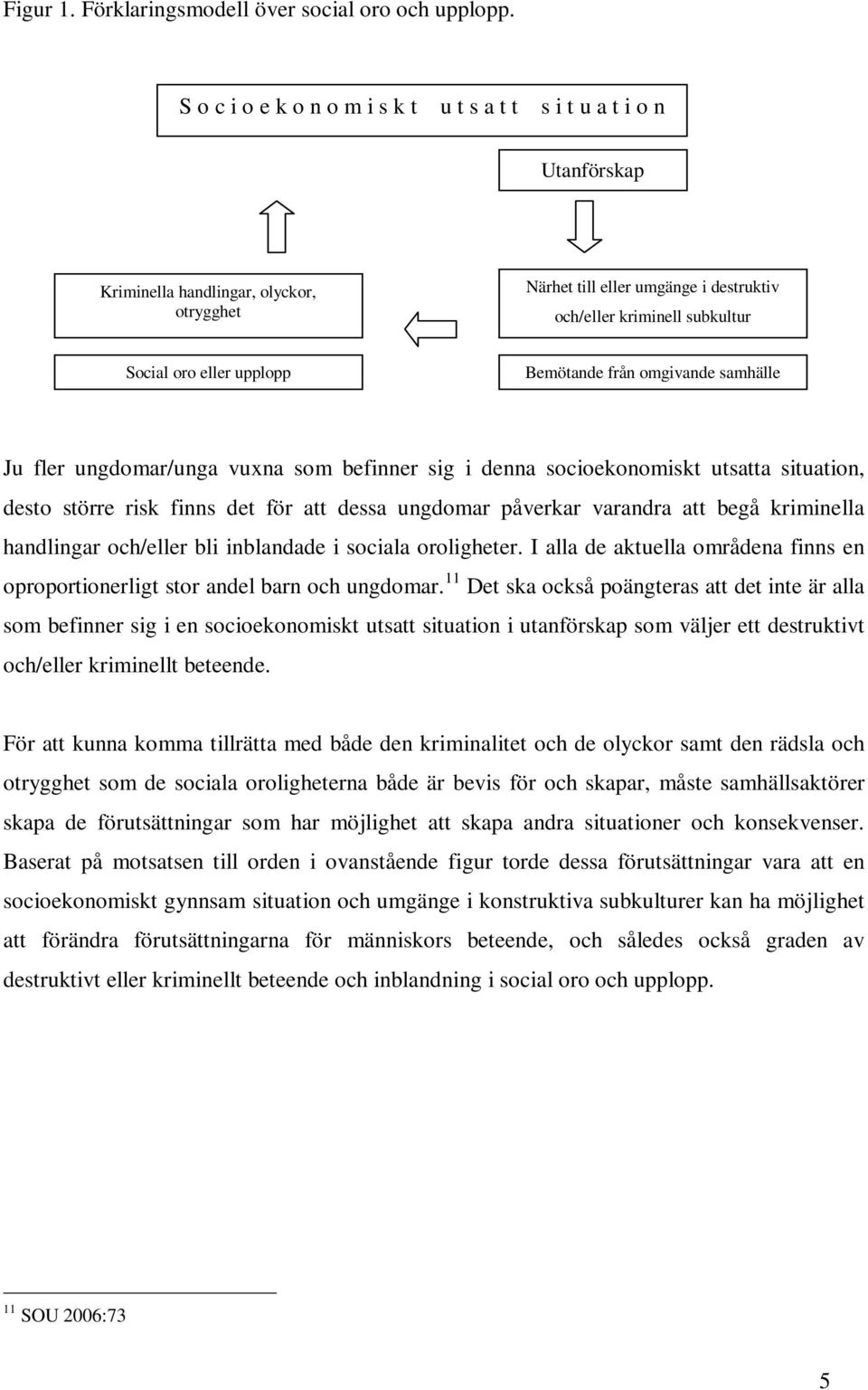 upplopp Bemötande från omgivande samhälle Ju fler ungdomar/unga vuxna som befinner sig i denna socioekonomiskt utsatta situation, desto större risk finns det för att dessa ungdomar påverkar varandra