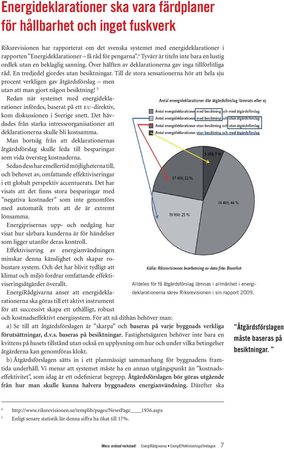 Till de stora sensationerna hör att hela sju procent verkligen gav åtgärdsförslag men utan att man gjort någon besiktning!