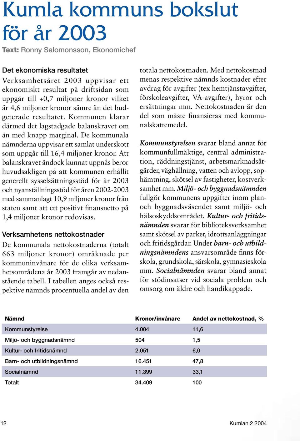 De kommunala nämnderna uppvisar ett samlat underskott som uppgår till 16,4 miljoner kronor.