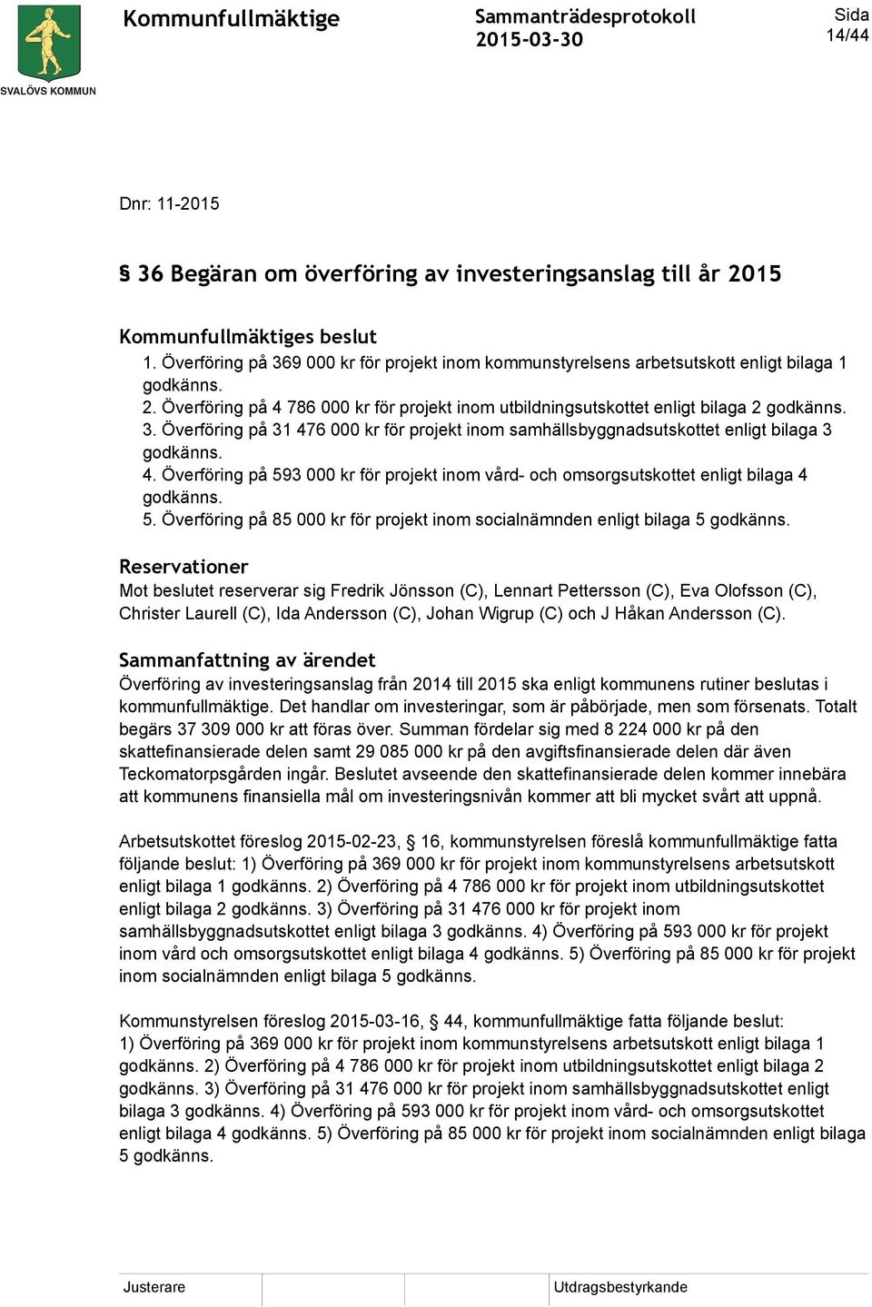 4. Överföring på 593 000 kr för projekt inom vård- och omsorgsutskottet enligt bilaga 4 godkänns. 5. Överföring på 85 000 kr för projekt inom socialnämnden enligt bilaga 5 godkänns.