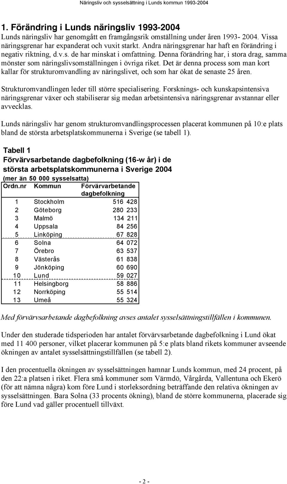 Det är denna process som man kort kallar för strukturomvandling av näringslivet, och som har ökat de senaste 25 åren. Strukturomvandlingen leder till större specialisering.