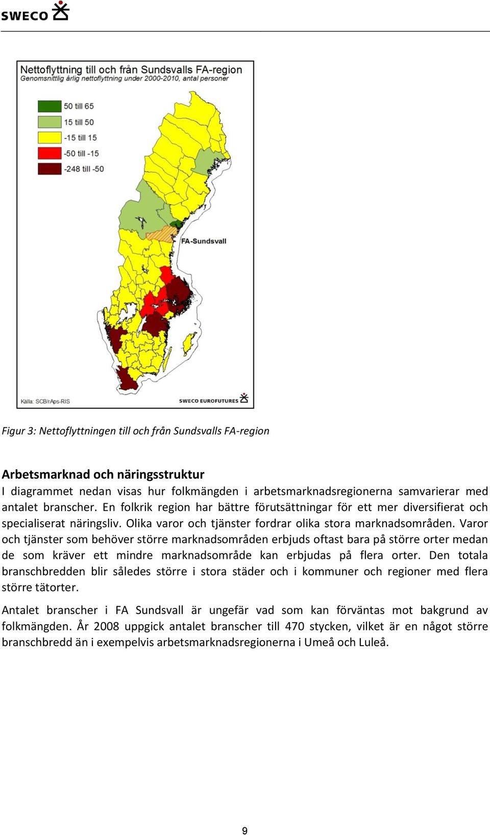 Varor och tjänster som behöver större marknadsområden erbjuds oftast bara på större orter medan de som kräver ett mindre marknadsområde kan erbjudas på flera orter.