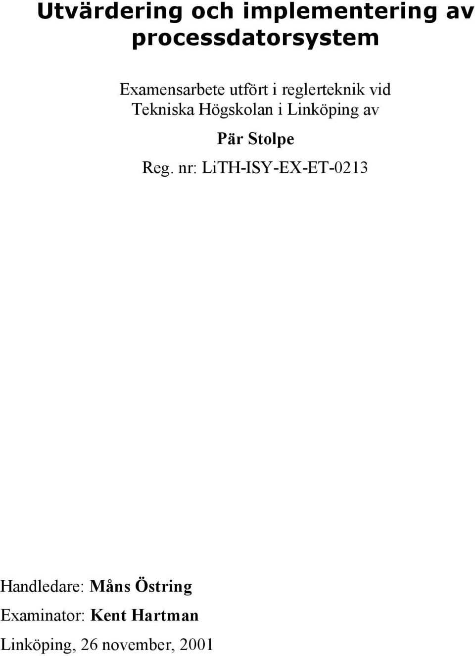 Linköping av Pär Stolpe Reg.