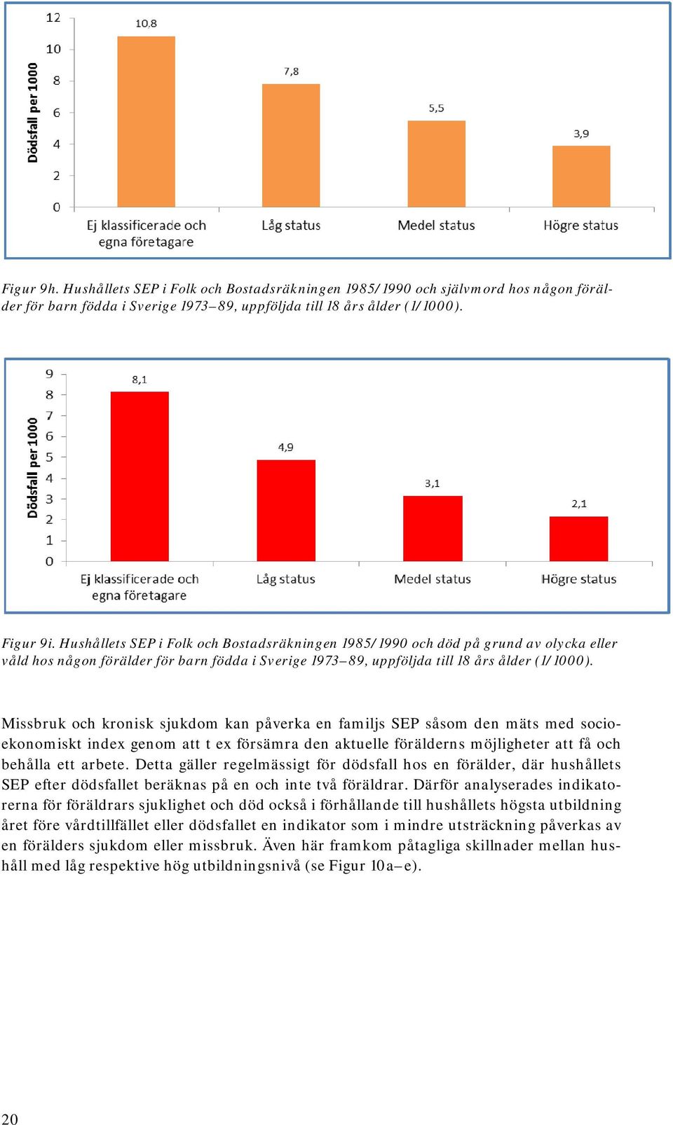 Missbruk och kronisk sjukdom kan påverka en familjs SEP såsom den mäts med socioekonomiskt index genom att t ex försämra den aktuelle förälderns möjligheter att få och behålla ett arbete.