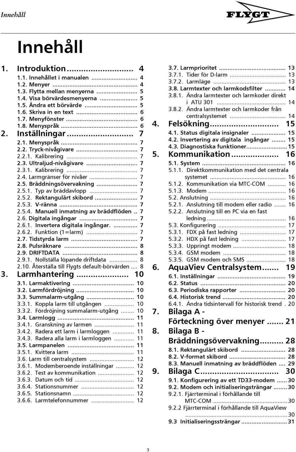 Larmgränser för nivåer... 7 2.5. Bräddningsövervakning... 7 2.5.1. Typ av bräddavlopp... 7 2.5.2. Rektangulärt skibord... 7 2.5.3. V-ränna... 7 2.5.4. Manuell inmatning av bräddflöden.. 7 2.6.