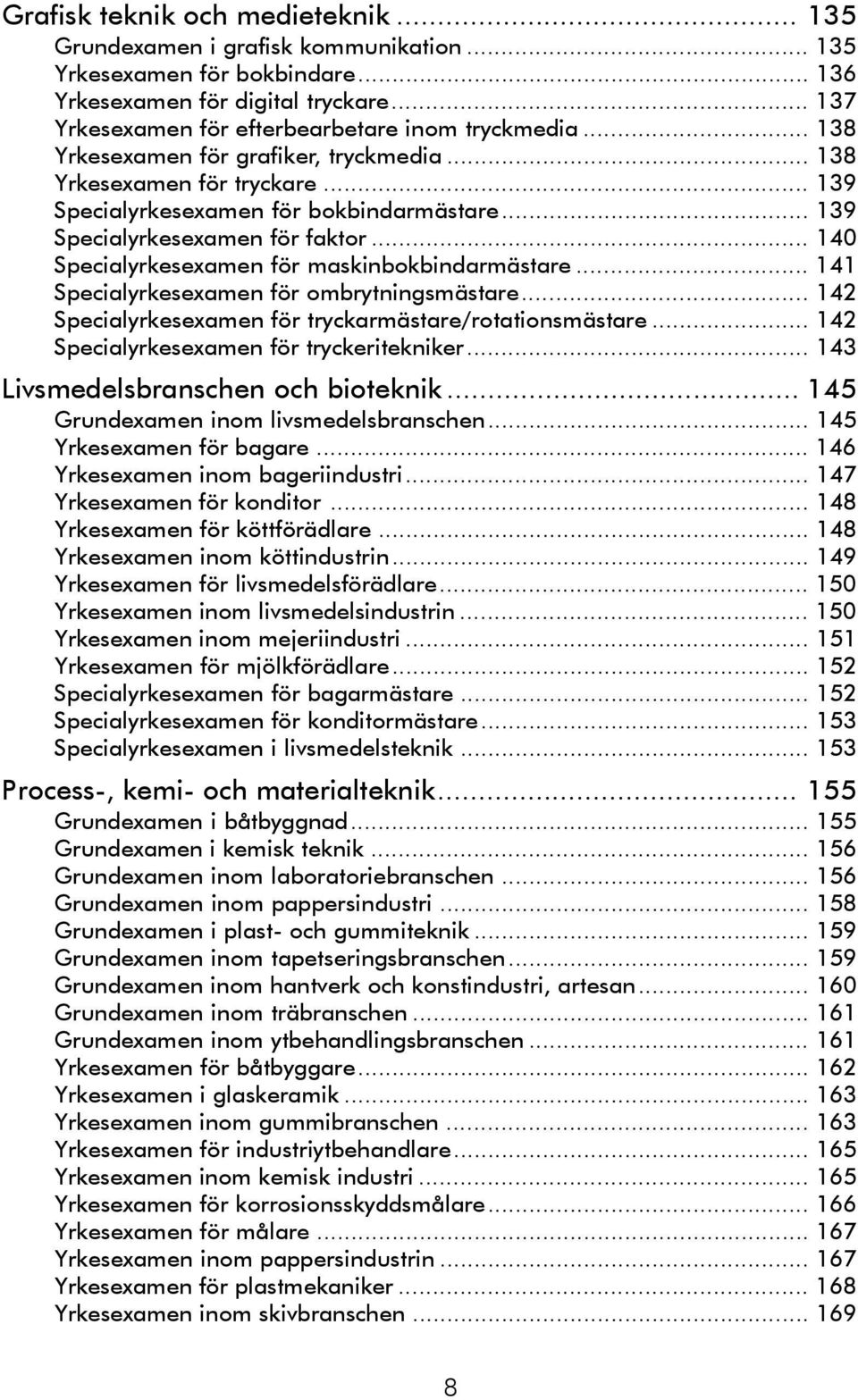 .. 139 Specialyrkesexamen för faktor... 140 Specialyrkesexamen för maskinbokbindarmästare... 141 Specialyrkesexamen för ombrytningsmästare... 142 Specialyrkesexamen för tryckarmästare/rotationsmästare.