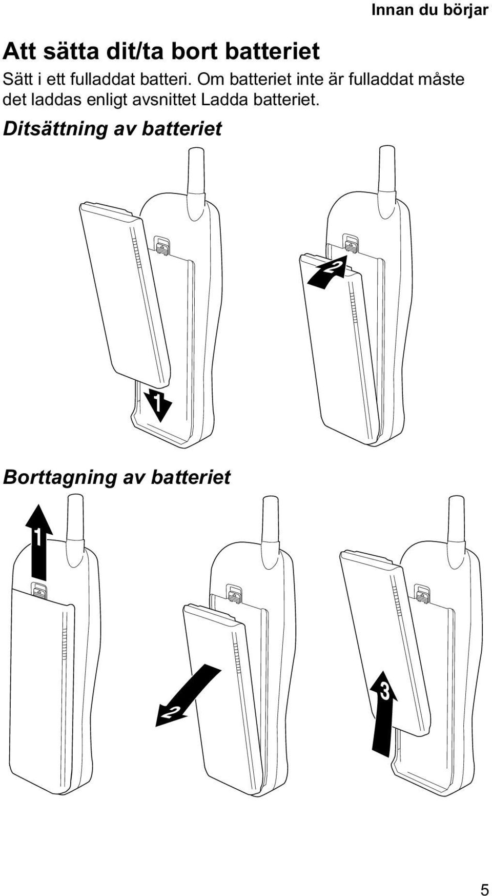 Om batteriet inte är fulladdat måste det laddas