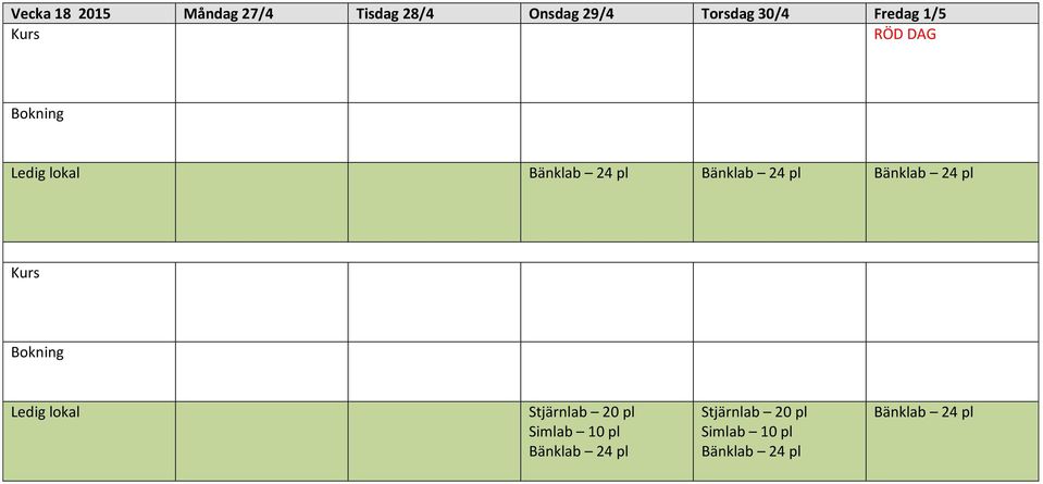 Onsdag 29/4 Torsdag