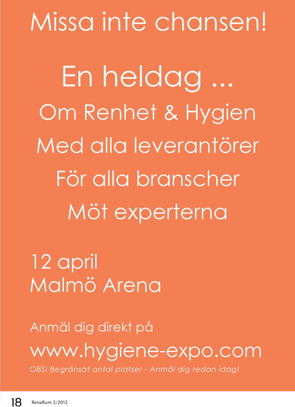 branscher Möt experterna 12 april Malmö Arena Anmäl dig