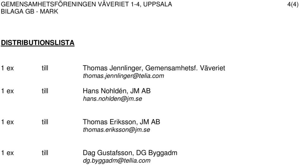 jennlinger@telia.com 1 ex till Hans Nohldén, JM AB hans.nohlden@jm.