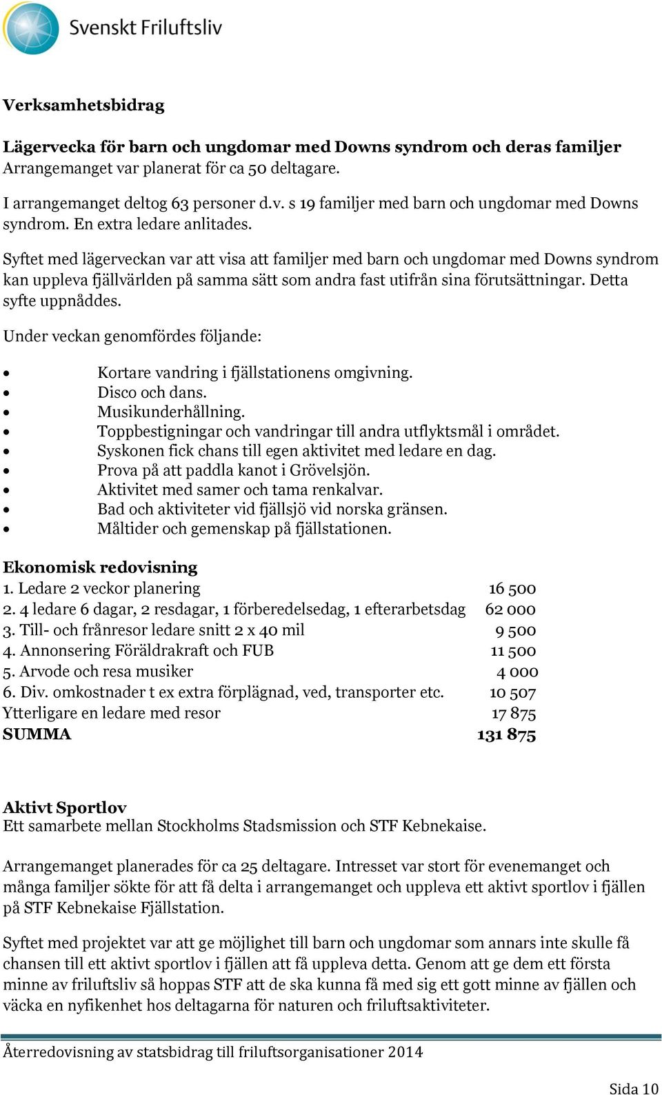 Detta syfte uppnåddes. Under veckan genomfördes följande: Kortare vandring i fjällstationens omgivning. Disco och dans. Musikunderhållning.