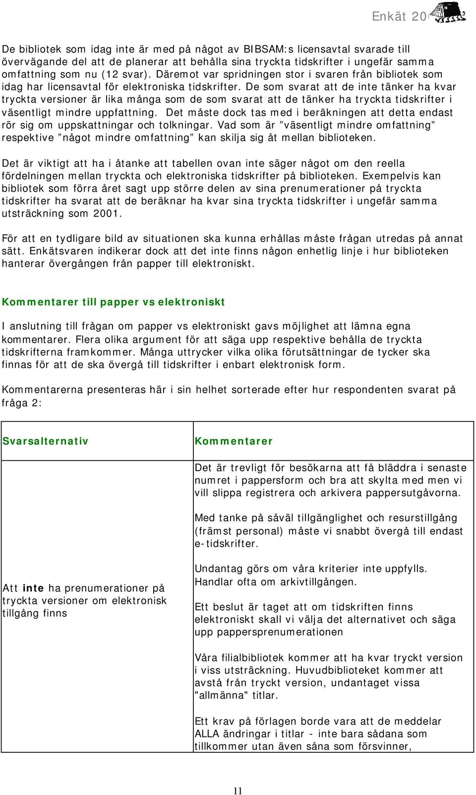 De som svarat att de inte tänker ha kvar tryckta versioner är lika många som de som svarat att de tänker ha tryckta tidskrifter i väsentligt mindre uppfattning.