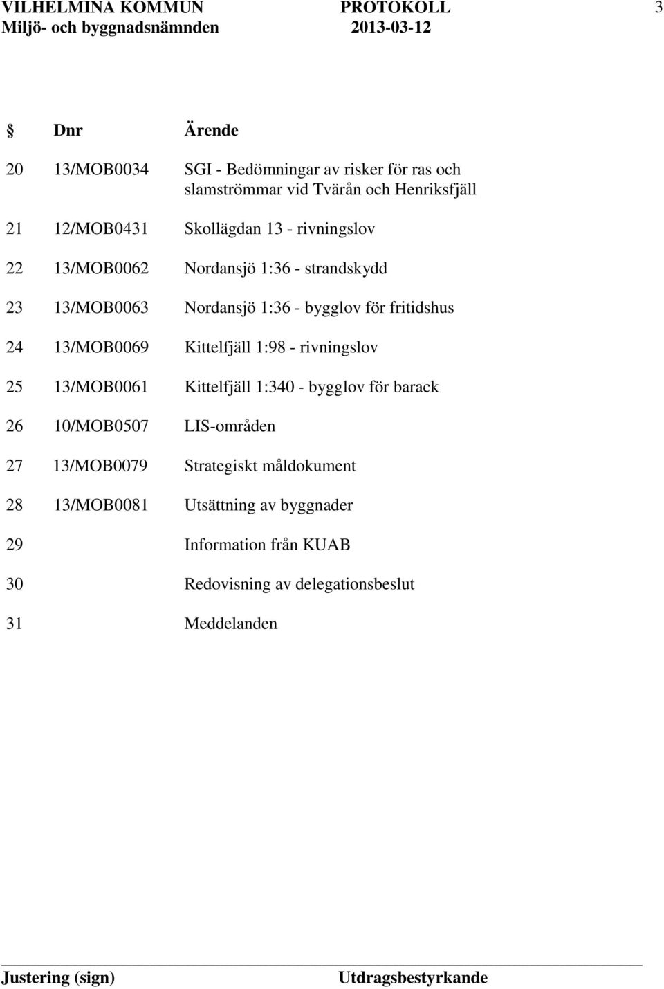 Nordansjö 1:36 - strandskydd Nordansjö 1:36 - bygglov för fritidshus Kittelfjäll 1:98 - rivningslov Kittelfjäll 1:340 - bygglov