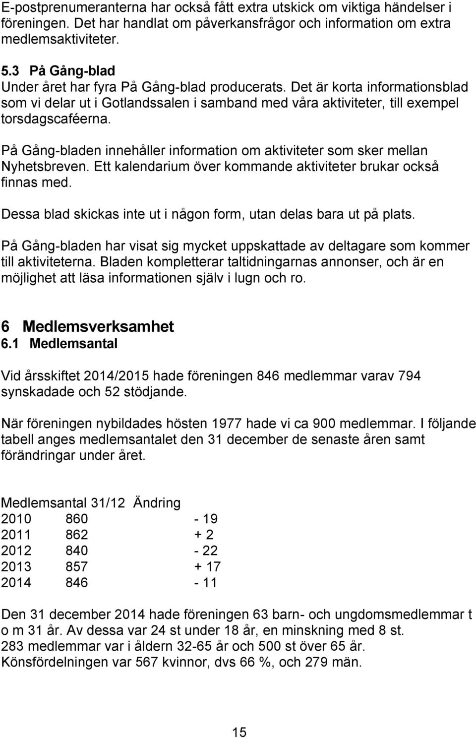 På Gång-bladen innehåller information om aktiviteter som sker mellan Nyhetsbreven. Ett kalendarium över kommande aktiviteter brukar också finnas med.