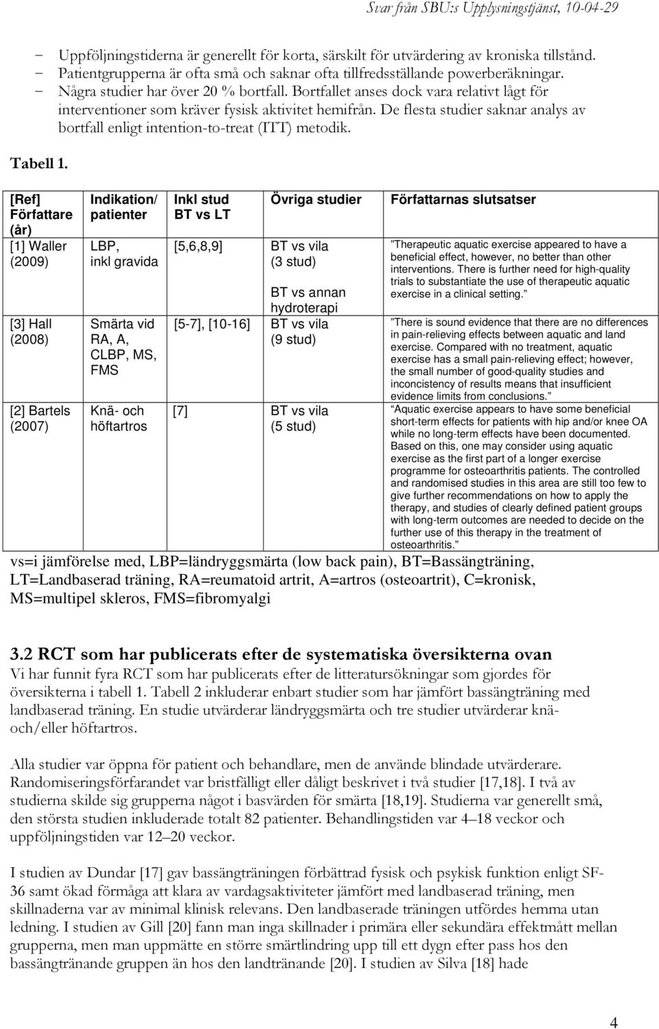 De flesta studier saknar analys av bortfall enligt intention-to-treat (ITT) metodik. Tabell 1.