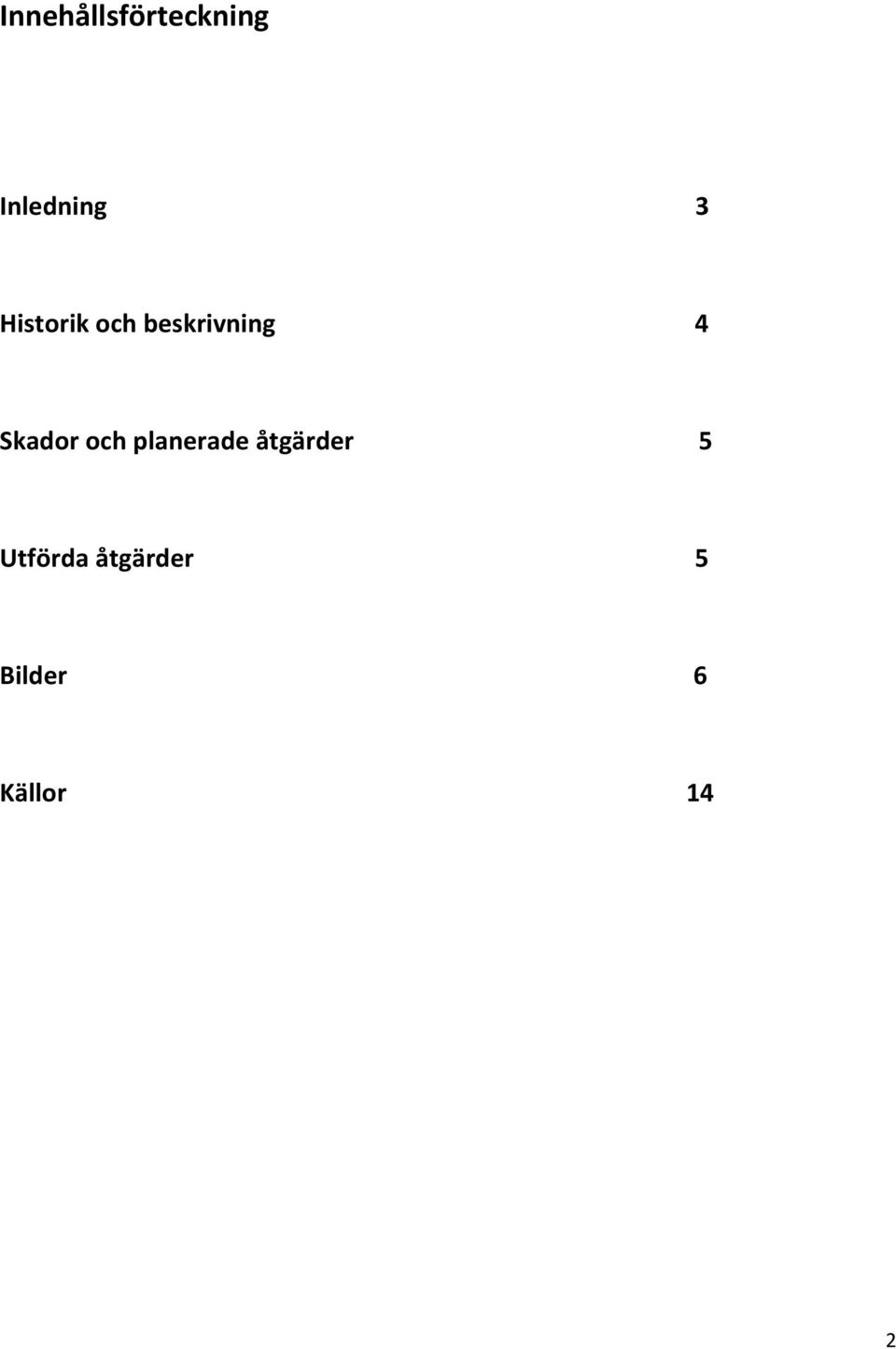 Skador och planerade åtgärder 5