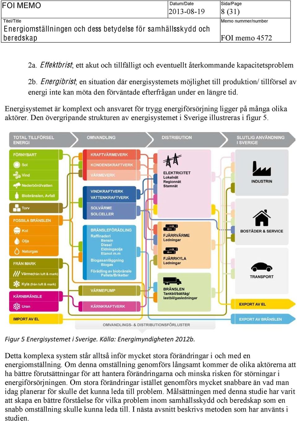 Energisystemet är komplext och ansvaret för trygg energiförsörjning ligger på många olika aktörer. Den övergripande strukturen av energisystemet i Sverige illustreras i figur 5.