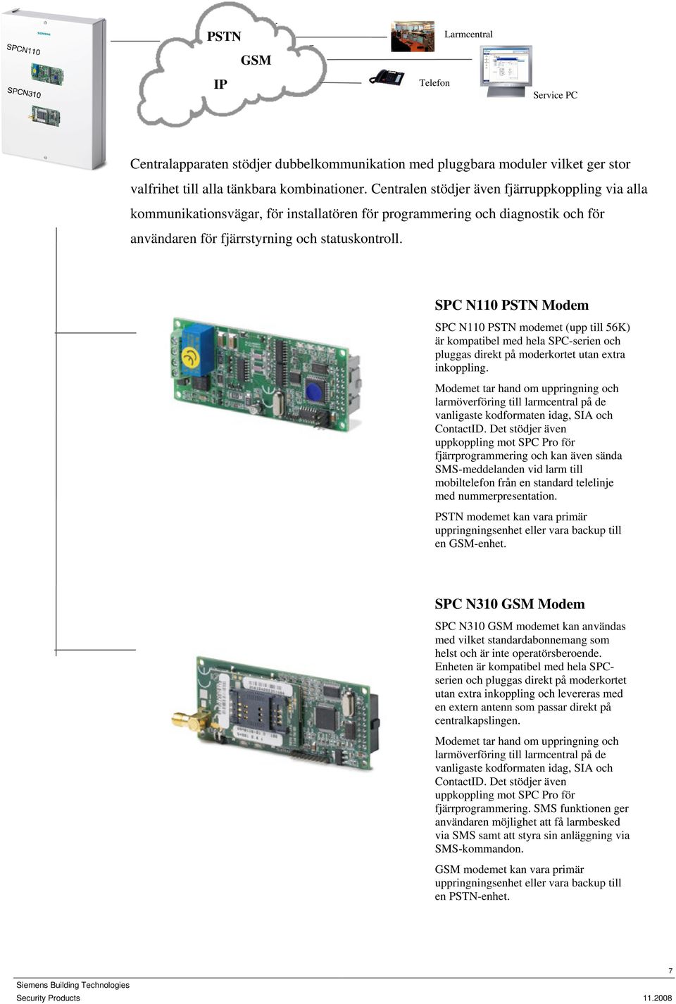SPC N110 PSTN Modem SPC N110 PSTN modemet (upp till 56K) är kompatibel med hela SPC-serien och pluggas direkt på moderkortet utan extra inkoppling.
