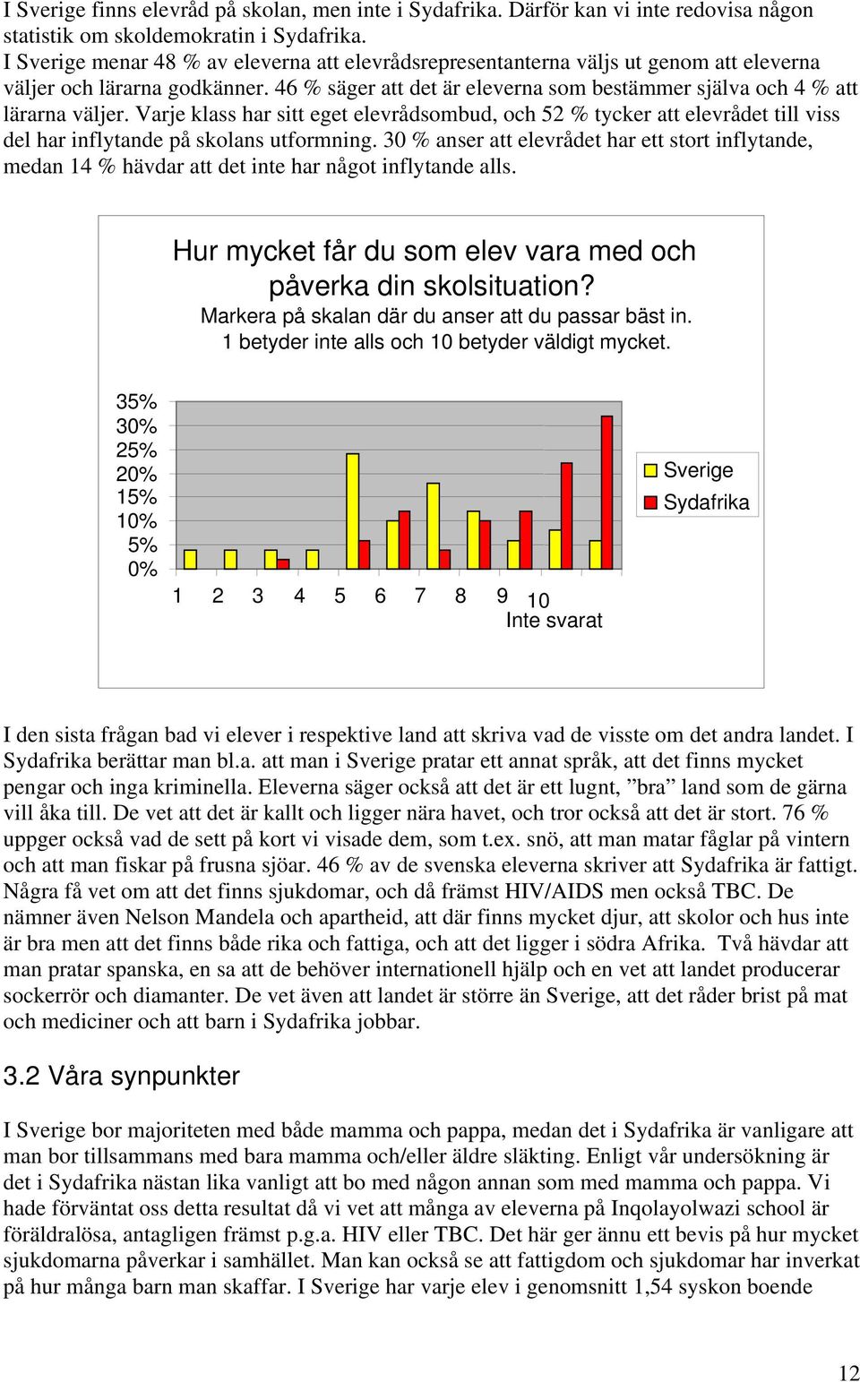 Varje klass har sitt eget elevrådsombud, och 52 % tycker att elevrådet till viss del har inflytande på skolans utformning.