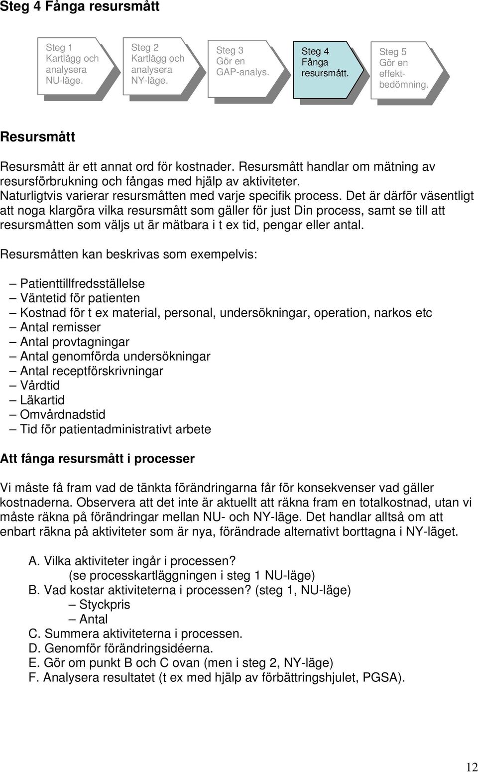 Naturligtvis varierar resursmåtten med varje specifik process.