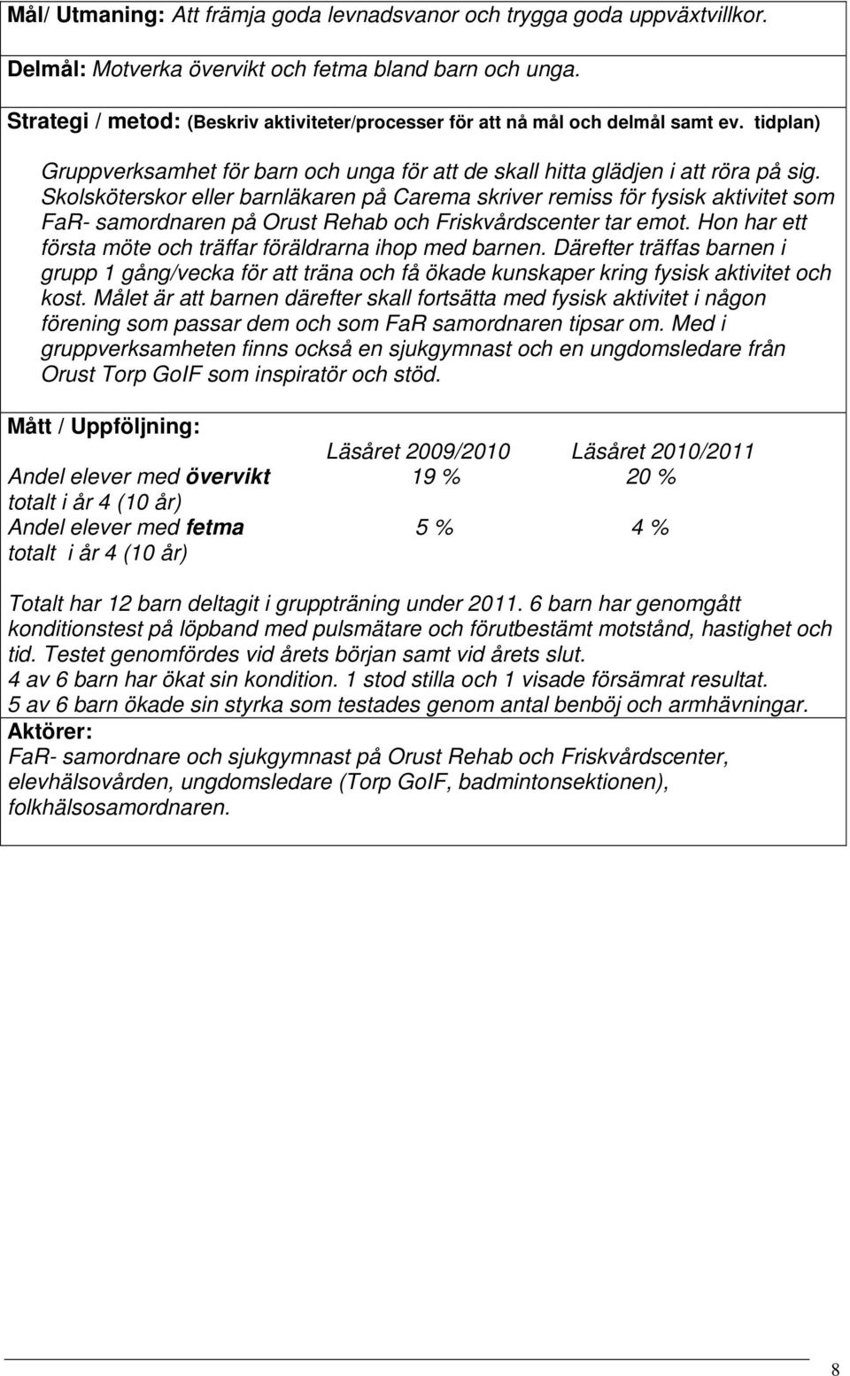 Skolsköterskor eller barnläkaren på Carema skriver remiss för fysisk aktivitet som FaR- samordnaren på Orust Rehab och Friskvårdscenter tar emot.