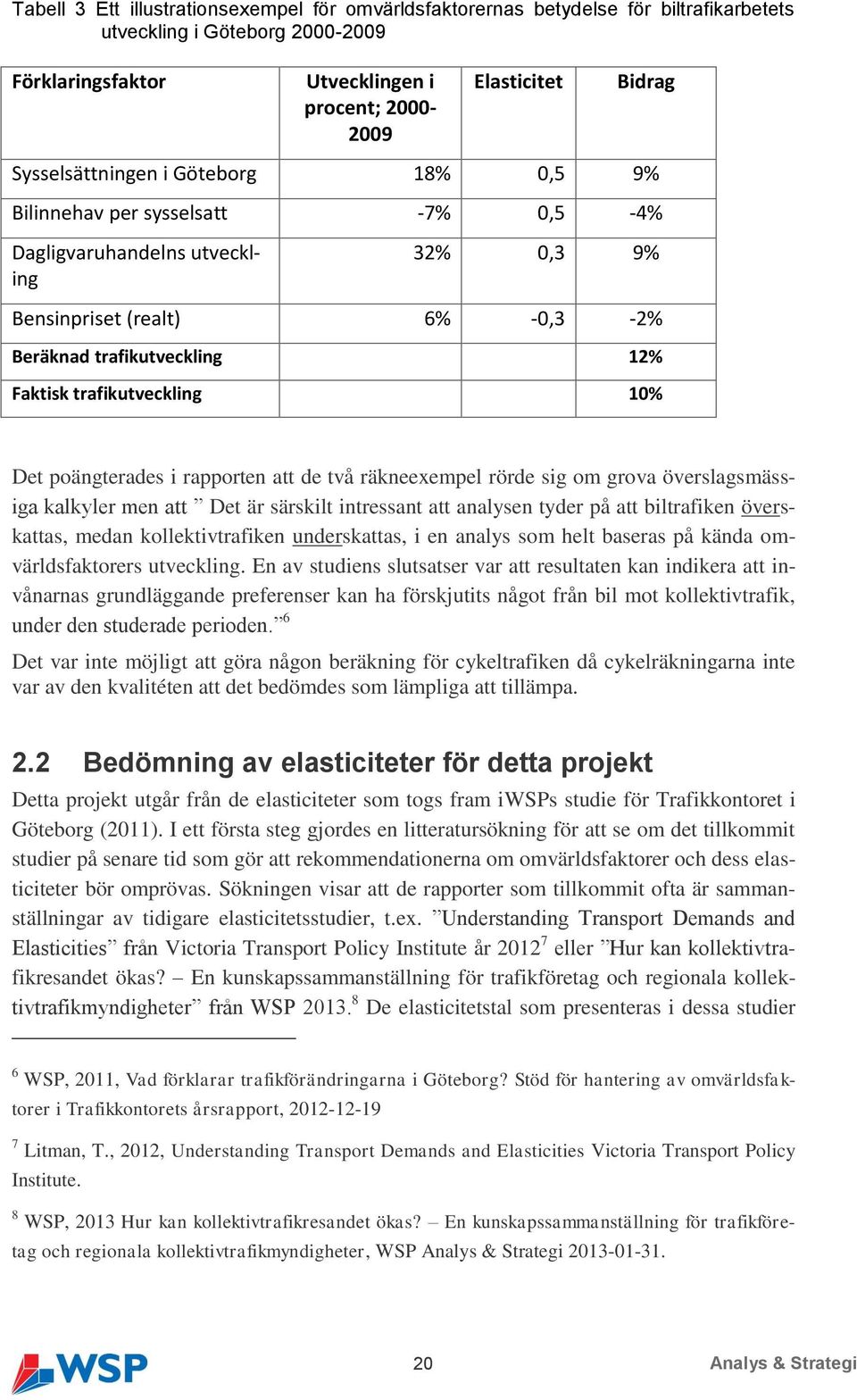 trafikutveckling 10% Det poängterades i rapporten att de två räkneexempel rörde sig om grova överslagsmässiga kalkyler men att Det är särskilt intressant att analysen tyder på att biltrafiken