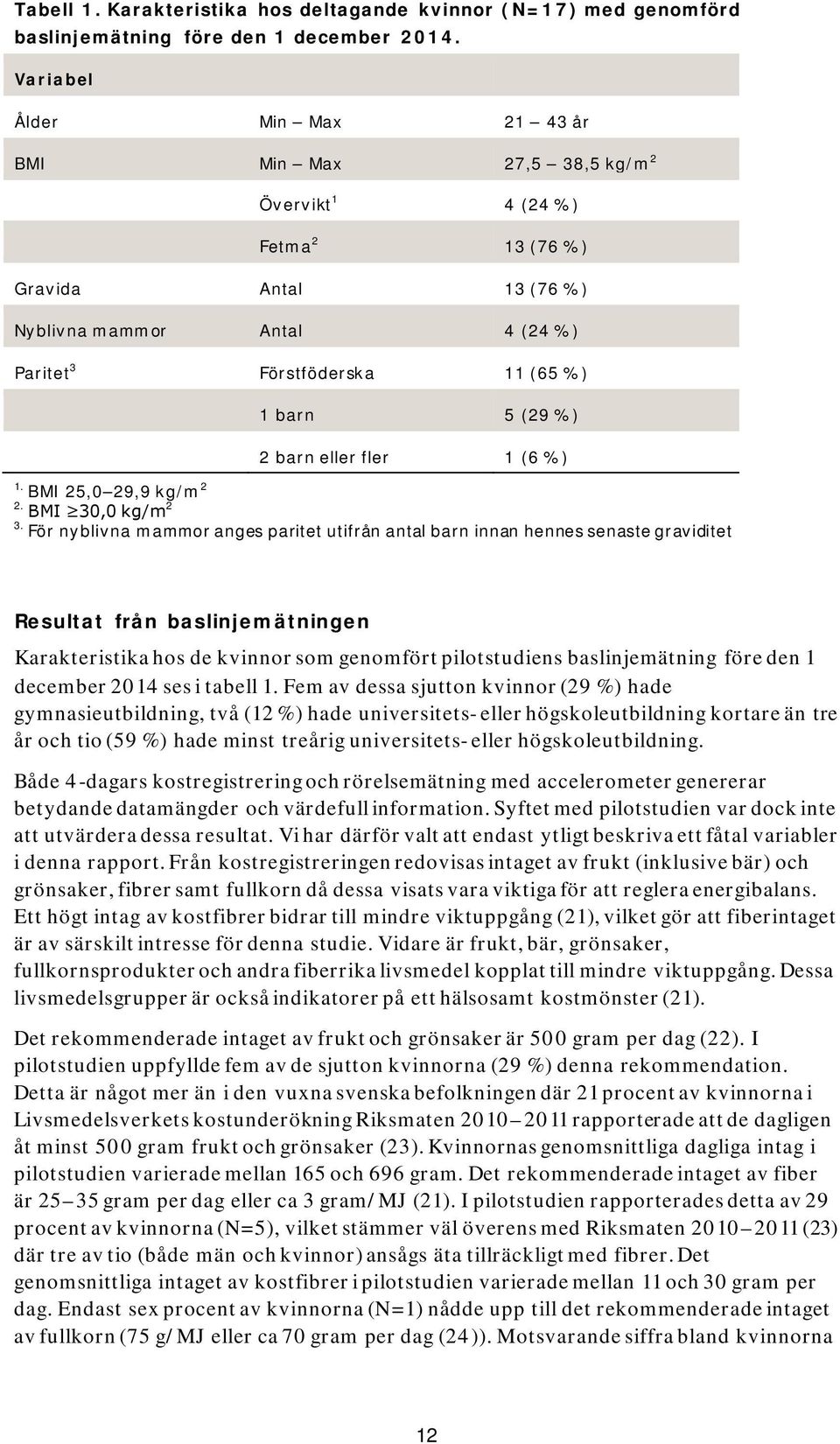 (29 %) 2 barn eller fler 1 (6 %) 1. BMI 25,0 29,9 kg/m 2 2. BMI 30,0 kg/m 2 3.