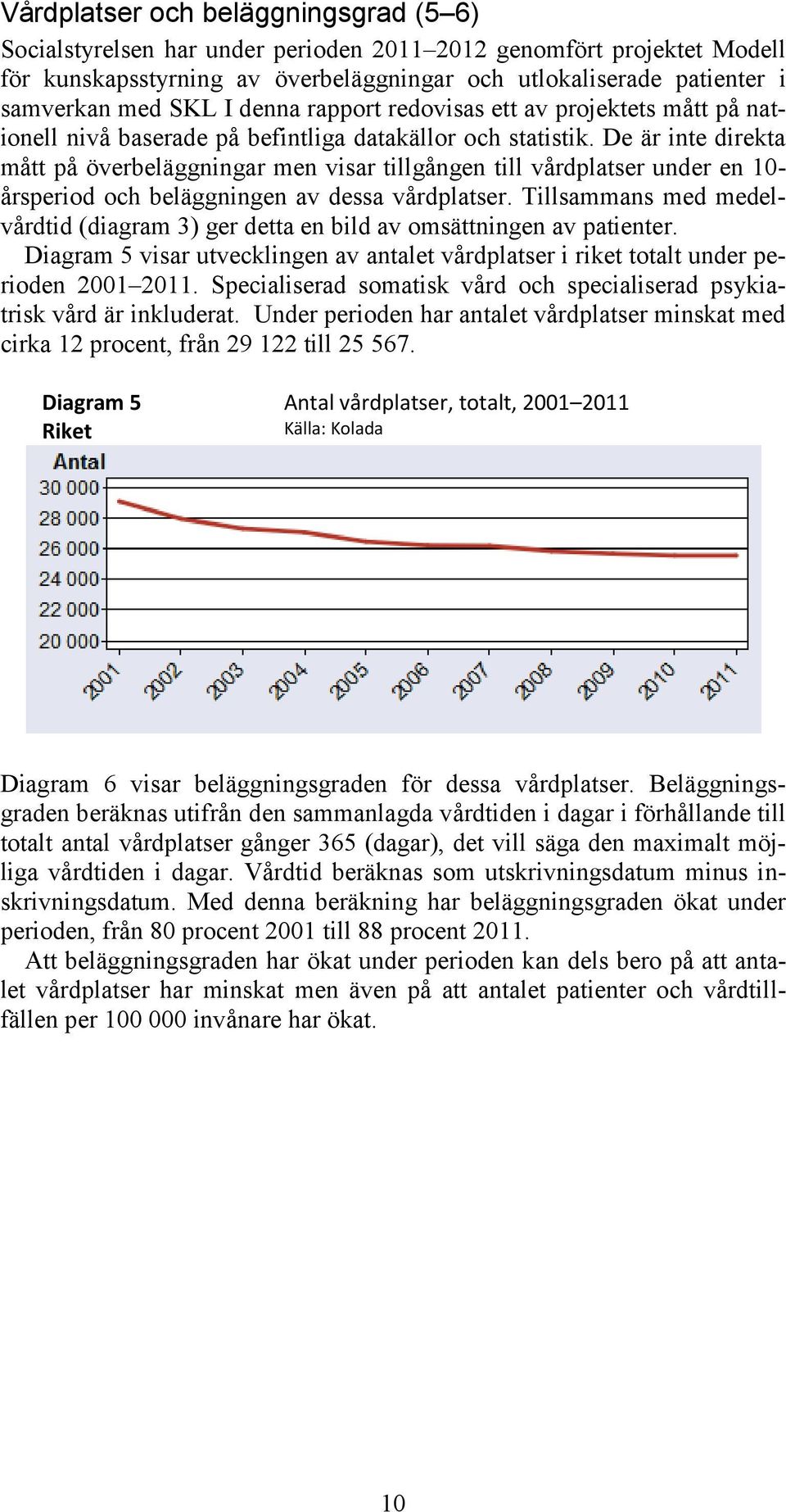 De är inte direkta mått på överbeläggningar men visar tillgången till vårdplatser under en 10- årsperiod och beläggningen av dessa vårdplatser.