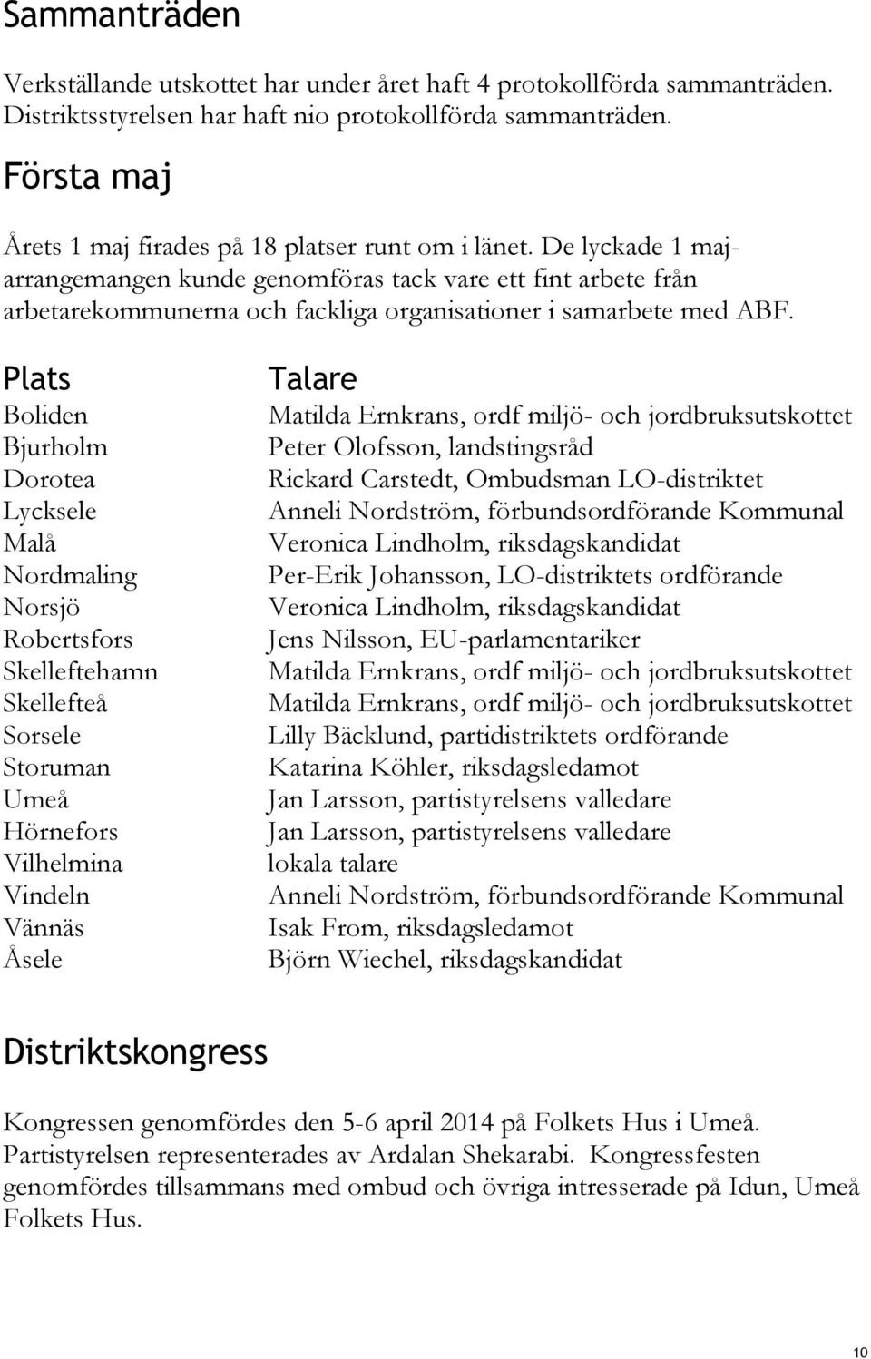 De lyckade 1 majarrangemangen kunde genomföras tack vare ett fint arbete från arbetarekommunerna och fackliga organisationer i samarbete med ABF.