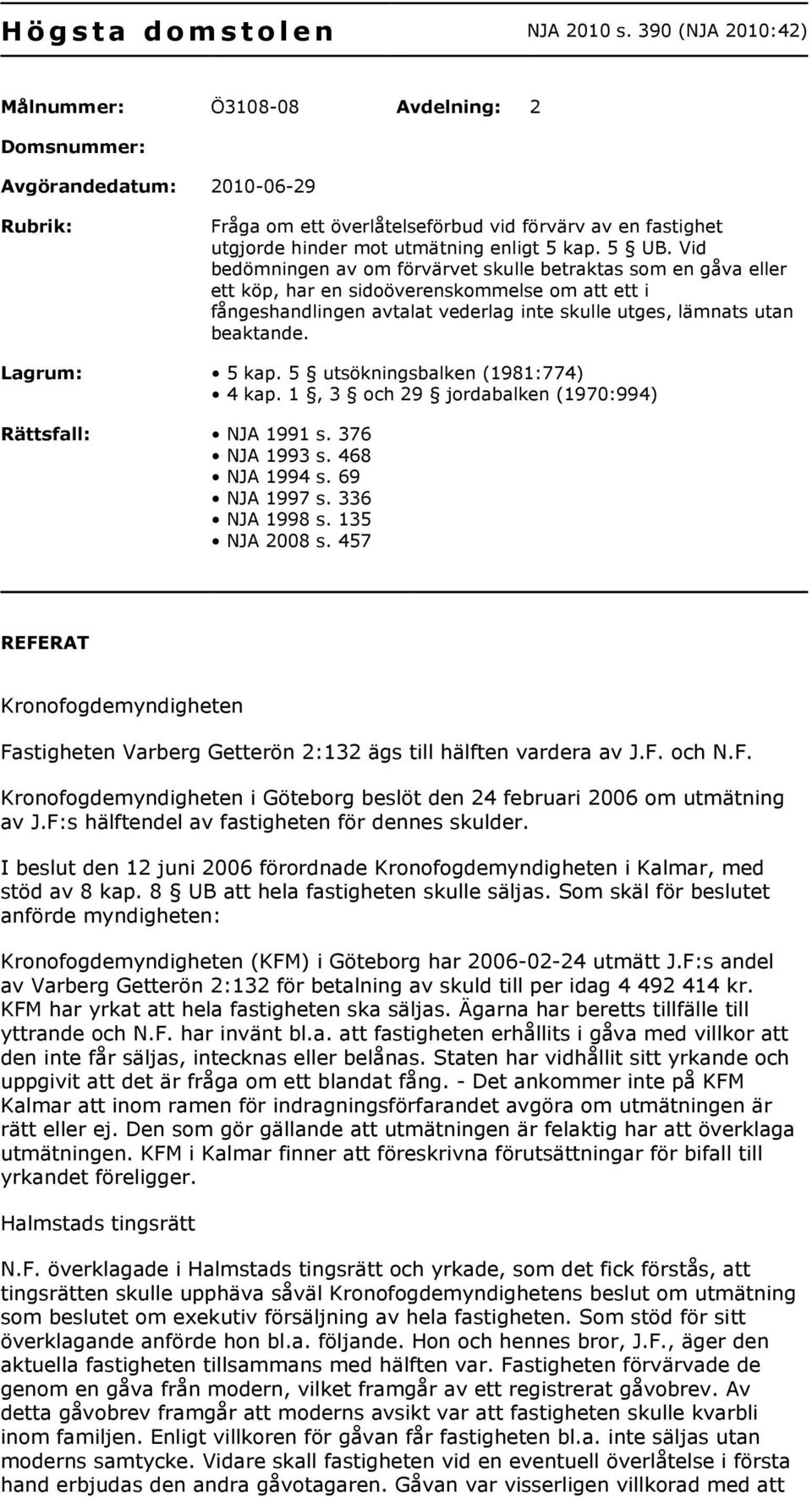 5 UB. Vid bedömningen av om förvärvet skulle betraktas som en gåva eller ett köp, har en sidoöverenskommelse om att ett i fångeshandlingen avtalat vederlag inte skulle utges, lämnats utan beaktande.