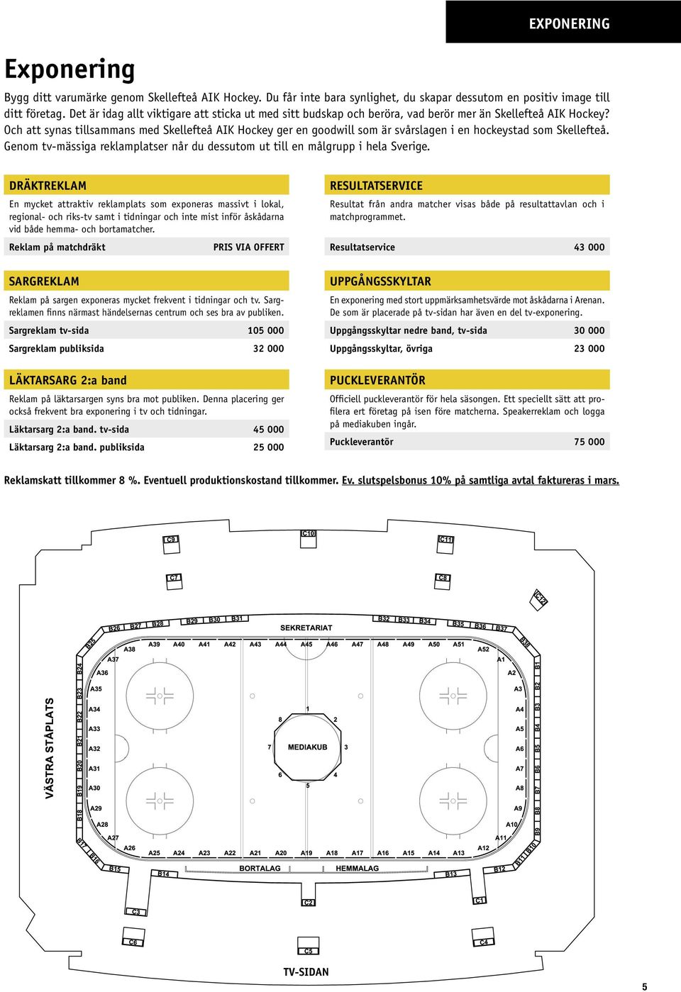 Och att synas tillsammans med Skellefteå AIK Hockey ger en goodwill som är svårslagen i en hockeystad som Skellefteå. Genom tv-mässiga reklamplatser når du dessutom ut till en målgrupp i hela Sverige.