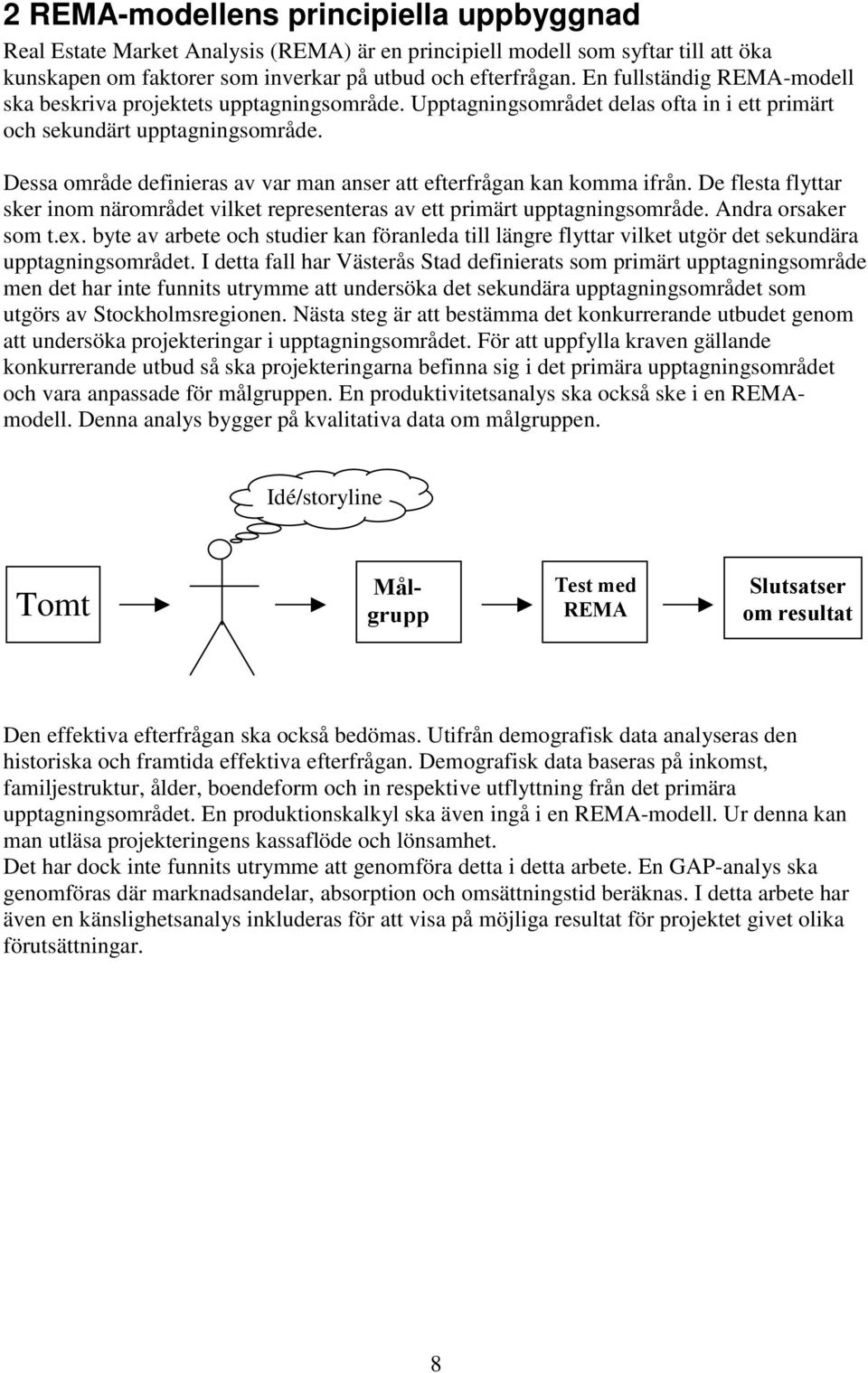 Dessa område definieras av var man anser att efterfrågan kan komma ifrån. De flesta flyttar sker inom närområdet vilket representeras av ett primärt upptagningsområde. Andra orsaker som t.ex.