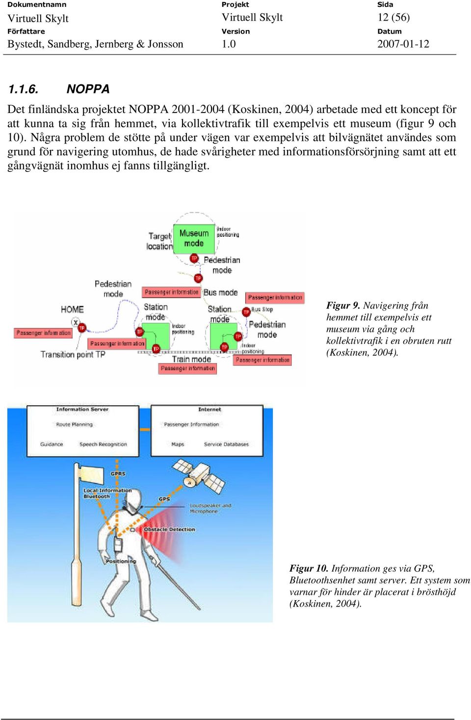 NOPPA Det finländska projektet NOPPA 2001-2004 (Koskinen, 2004) arbetade med ett koncept för att kunna ta sig från hemmet, via kollektivtrafik till exempelvis ett museum (figur