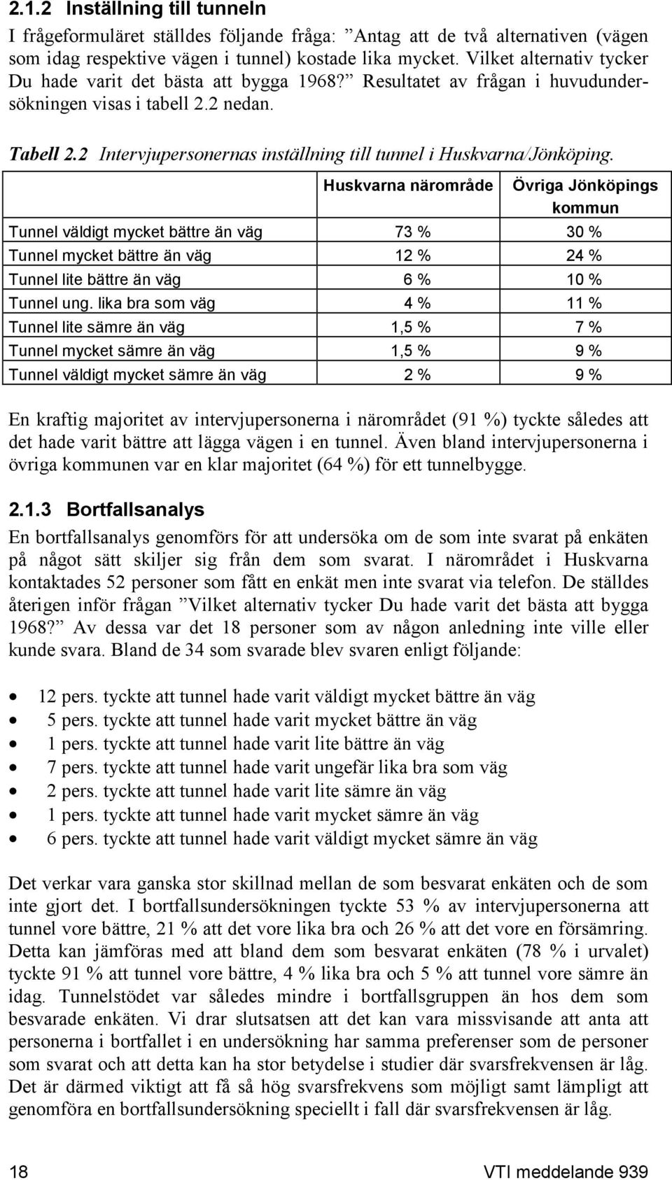 2 Intervjupersonernas inställning till tunnel i Huskvarna/Jönköping.