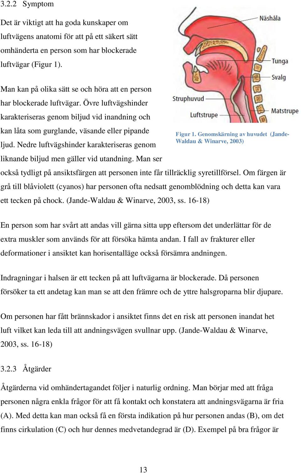 Nedre luftvägshinder karakteriseras genom liknande biljud men gäller vid utandning. Man ser också tydligt på ansiktsfärgen att personen inte får tillräcklig syretillförsel.