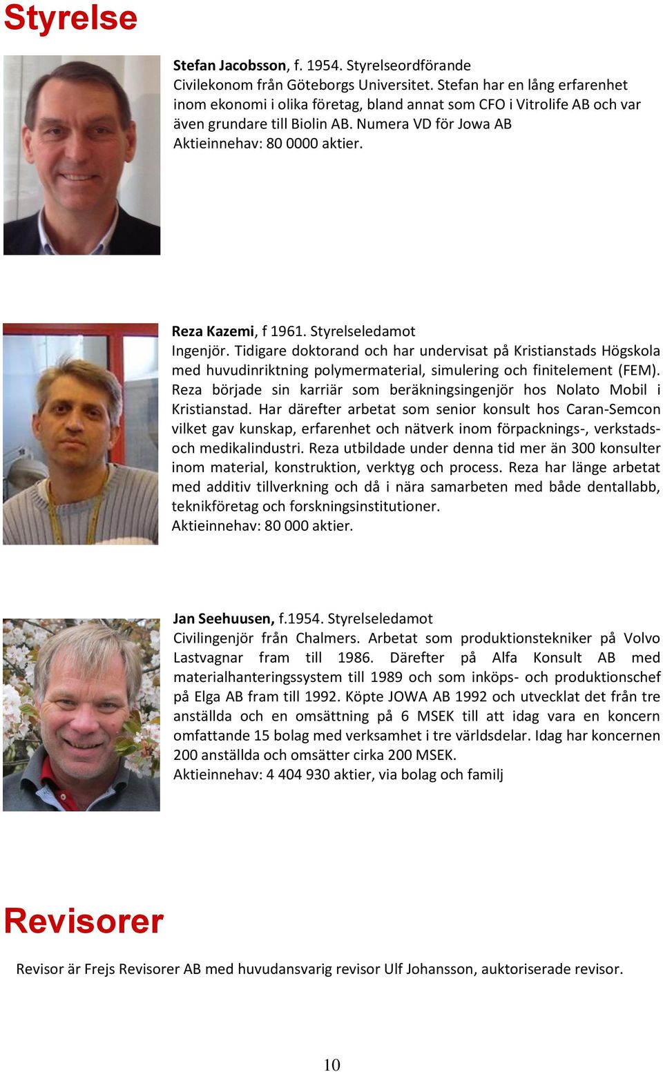 Reza Kazemi, f 1961. Styrelseledamot Ingenjör. Tidigare doktorand och har undervisat på Kristianstads Högskola med huvudinriktning polymermaterial, simulering och finitelement (FEM).